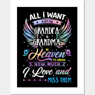 I Love and Miss Them Memorial Grandpa and Grandma Posters and Art